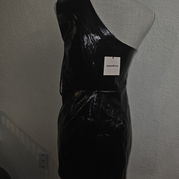 Superdown revolve ella mini faux leather vinyl trinity matrix dress Nwt Size Sm - Picture 7 of 7